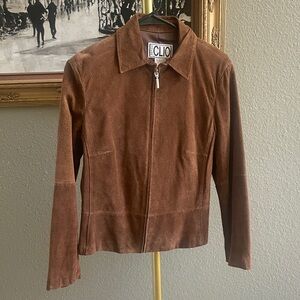 Clio Women's suede leather Tan Utility Jacket